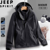 JEEP SPIRIT吉普冲锋衣夹克男春秋季外套三合一两件套户外登山服 黑色 4XL