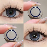 OVOLOOK暗夜魔法蓝美瞳半年抛新款礼盒装水润混血大小直径女隐形眼镜 蓝莓珍宝珠14.5【2片礼盒装/半年抛】 0度