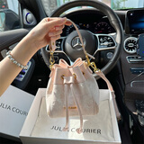 CALCULAT&KEENCK女包小众绣花水桶包包女2025新款潮通勤单肩斜挎包 婴儿粉 专柜高品质