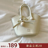 南风Chio2nd真皮樱桃热恋手提托特包包女包2025新款单肩斜挎女士小包 白色