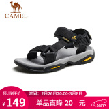 骆驼（CAMEL）  户外沙滩潮流平底休闲男士凉鞋子 A822162412 黑色 38