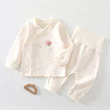 七采雏菊【裤腿可开】春秋婴儿套装纯棉新生儿贴身衣服偏襟宝宝秋衣裤打底 粉红色 常规 粉色四叶草-偏扣套装 73 （14-18斤合适）