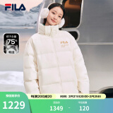 斐乐（FILA） 官方羽绒服情侣款冬季休闲运动连帽长袖印花保暖外套男女装上衣 芦苇白-IV L 175/96A