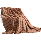 【9成新】蓝铂 仿兔毛毯子 咖色 180*200cm