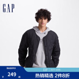 Gap男装2024秋季新款印花logo波浪绗线外套轻薄简约风棉服619672 黑色 180/100A(XL) 亚洲尺码