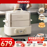 大宇（DAEWOO）【0塑料0涂层】全不锈钢电蒸锅双层家用快蒸汽锅预约蒸煮炖食品级18升多功能早餐海鲜S30 18L 【全钢电煮锅】