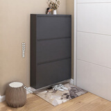 毕威尔12-15cm极窄超薄鞋柜 家用门口入户玄关落地一体靠墙楼道收纳鞋架 【12cm】灰色710宽三层 整装发货-升级加厚