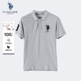 U.S. POLO ASSN.短袖polo衫商务休闲夏季男装纯棉亲肤吸汗上衣 深灰色-大标 2XL 