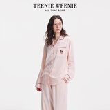 Teenie Weenie小熊纯棉刺绣睡衣女士2026春夏季新款情侣轻薄透气舒适家居服男 珍珠粉 【海盐假日|开襟】女 S