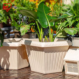 爱丽思方形花盆浮雕树脂阳台种花种菜深型种植盆爱丽丝300米白