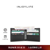 INJOYLIFE男士钱包短款简约皮夹头层牛皮商务青年钱夹二折真皮横 黑色