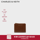 CHARLES&KEITH质感纯色包包女包多卡位短款钱包女士生日礼物CK6-10680907 Chocolate巧克力色 XXS