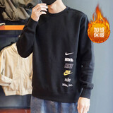耐克（NIKE）卫衣男装冬季新款上衣长袖休闲圆领套头衫针织透气宽松运动卫衣 DX0782-010/黑色加绒 L