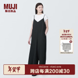 无印良品（MUJI） 女式 易干弹力泡泡纱 背带裤 女装夏季连体裤吊带BC2JRA4S 黑色 M （160/84A）