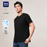 海澜之家（HLA）短袖T恤男款轻商务时尚系列绣花短袖男夏季父亲节礼物 【凉感抗菌防螨】黑色97 175/92A(L)  推荐69-75kg