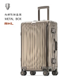 RIGHT HAND LUGGAGE德系全铝镁合金拉杆箱万向轮金属旅行箱男女密码箱航空托运行李箱 钛金色铝镁合金磨砂箱体卡扣 28英寸 大学长期