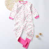 花花宝贝 宝宝加大码连体睡衣儿童纯棉长袖爬服春秋装男女孩居家衣服0-6岁 满印粉星（前后拉链） 110cm