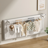 天地鱼插挂式暖气片晾衣架毛巾杆烤衣杆钢板式专用供暖多功能烘衣服挂架 双杆【130cm】免安装