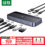 绿联USB3.0切换器 二进四出打印共享器 两台电脑主机共用键盘鼠标u盘四口分线器 2进4出打印15705