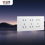 公牛（BULL）开关插座超薄多功能118型插座开关15孔九孔插座面板G60Z356暮雪白