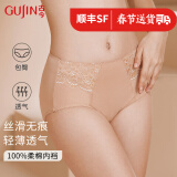 古今（GUJIN）商场同款】女士高腰内裤收腹氨棉蕾丝性感透气提臀三角小裤送礼物 肤色 【 1条 2XL 175 /100