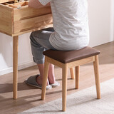 家逸实木梳妆凳卧室梳妆台凳子家用网红化妆凳简约软包换鞋凳板凳