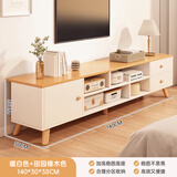 第一森林新中式客厅实木电视柜落地轻奢小户型可伸缩原木风卧室储物收纳柜 主图款丨加粗实木腿丨暖白+橡木色140CM 15min搞定丨简易安装带安装工具