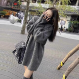 AEMAPE2025中长款高领毛衣女遮屁股冬季堆堆领宽松慵懒风加厚打底针织衫 灰色 L -115-125斤