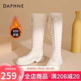 达芙妮（DAPHNE）官方靴子女长筒靴女骑士靴2024年厚底显瘦马丁靴女秋冬款高筒女靴 白色加绒【薄绒款】 39