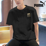 彪马（PUMA）t恤男装 夏季新款运动服健身训练上衣服圆领宽松透气全棉体恤短袖 689270-01/黑色-金标/主推款 XL 185/104A 推荐体重160-180斤
