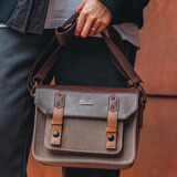 摄侣富士xt50xs20相机包索尼zve10a7c2尼康z30zf微单佳能R50r6单肩斜跨包徕卡dlux8复古摄影包收纳配件 咖色皮盖头咖色复古包-大号（送进口空气垫肩）