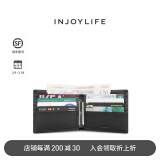 INJOYLIFE男士钱包短款简约皮夹头层牛皮商务青年钱夹二折真皮横 黑色