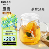 物生物（RELEA）茶杯男女士茶水分离杯玻璃杯带过滤水杯办公泡茶杯子耐高温花茶杯