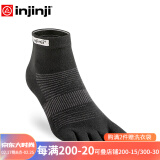 injinji五指袜中筒薄款专业防水泡跑步袜coolmax运动速干脚趾袜子 黑 M(40.5-44)