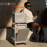 WEOBGR SABRE瑞士军刀前开盖行李箱20寸商务多功能铝框旅行箱男登机宽拉杆箱女 轻奢银铝框子母箱【2025版】 20英寸 可登机（可放15.6寸电脑）