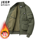 JEEP SPIRIT吉普飞行夹克外套男士秋冬季美式上衣男棒球领男装 军绿 XL