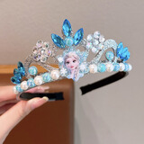 印米（ENRMIIV）皇冠儿童头饰冰雪奇缘头箍艾莎公主王冠发卡女童库洛米美乐蒂发箍 1#蓝色艾莎公主水晶皇冠发