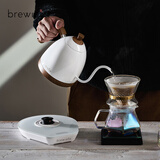 BREWISTA智能温控手冲咖啡壶不锈钢温控手冲家用细长嘴点热手冲壶 珍珠白【白底座】PRO- 0.6L