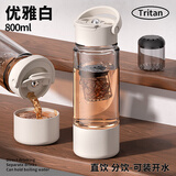 PBKC水杯男士磁弹泡茶杯茶水分离Tritan大容量便携磁吸夏季耐高温杯子 【进口Tritan】白色800ml