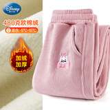 迪士尼女童加绒裤子冬季儿童运动裤秋冬灯芯绒休闲裤SS98424 粉