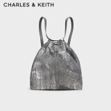 CHARLES&KEITH柔软单肩流浪包水桶包双肩包包女包女士生日礼物CK2-10151393 牛仔蓝色CK2-10151393-2 L