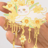 奉旨故宫文创 宫猫花影-十二花神故宫猫书签1个 黄铜金属创意 学生生日毕业礼物 一月水仙