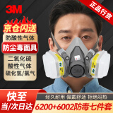 3M6200防毒面具口罩 防酸性气体 防尘喷漆 配6002 七件套