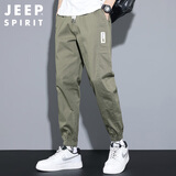 JEEP SPIRIT吉普裤子男春夏季男士休闲裤男裤薄款束脚工装九分裤潮流运动裤