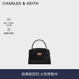 CHARLES&KEITH鳄鱼纹凯莉包手提斜挎婚包包女包生日礼物女CK2-50270880-1 Black黑色 S