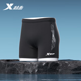 特步（XTEP）泳衣男泳裤男速干抗氯防尴尬平角温泉专业训练游泳裤男 条纹黑XL