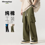 MMOPTOP工装裤子男士春夏季美式高街直筒宽松运动休闲长裤MF502军绿L