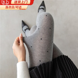 JIOESC加绒灰色波点连裤袜女秋冬外穿打底裤miu系打底袜保暖加厚丝袜 浅灰 1条 均码 500D