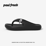 大嘴猴（paul frank）男士人字拖夹脚趾拖夏季外穿户外沙滩拖鞋家居鞋 暗夜黑 42-43 