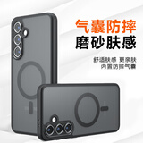 Smorss适用三星s25+手机壳 s25+保护套MagSafe磁吸软边镜头全包防摔保护壳磨砂防指纹亲肤男女超薄 黑色